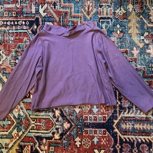 Women’s Purple Mock Neck Long-Sleeve Pullover Top
